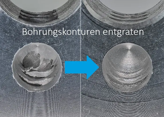Component machining before and after