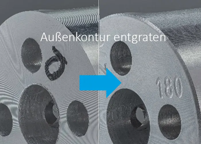 Component machining before and after