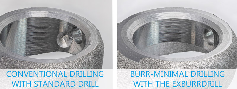 Burr-minimal drilling without drill cap ExBurrDrill solid carbide drill comparison